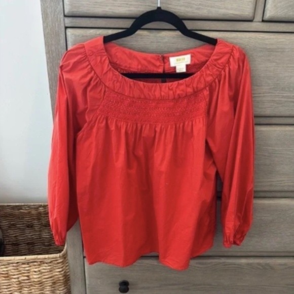 Maeve Anthropologie Boho Chic Puff Long Sleeve Blouse Orange Women's XS - Picture 4 of 4